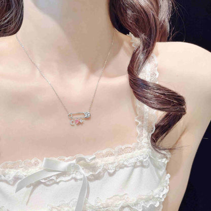 RareLucky Safety Pin Moon Heart S925 Necklace