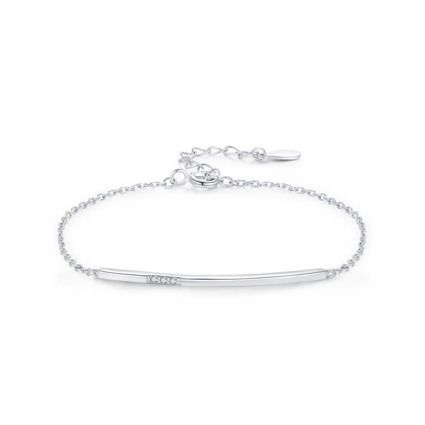 RareLucky Three-Stone Curved Bar S925 Bracelet
