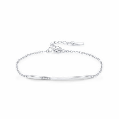 RareLucky Three-Stone Curved Bar S925 Bracelet