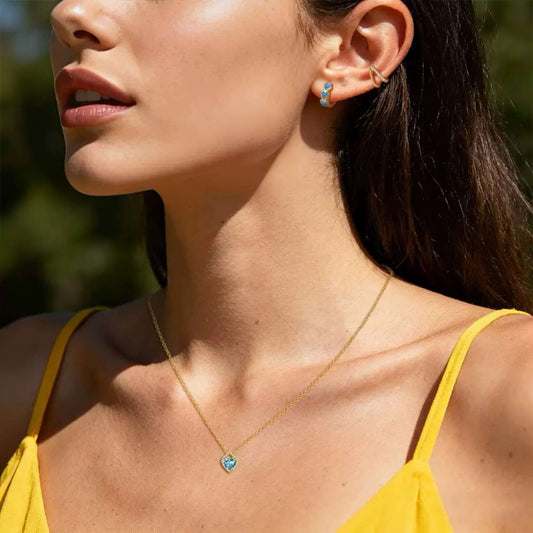 RareLucky Blue Heart Glow S925 Jewelry Set