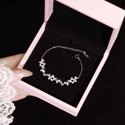 RareLucky Pink Heart Butterfly Garland S925 Bracelet