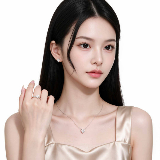 RareLucky Heart Moissanite Jewelry Set