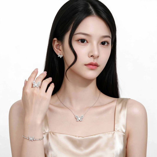 RareLucky Moissanite Butterfly Jewelry Set