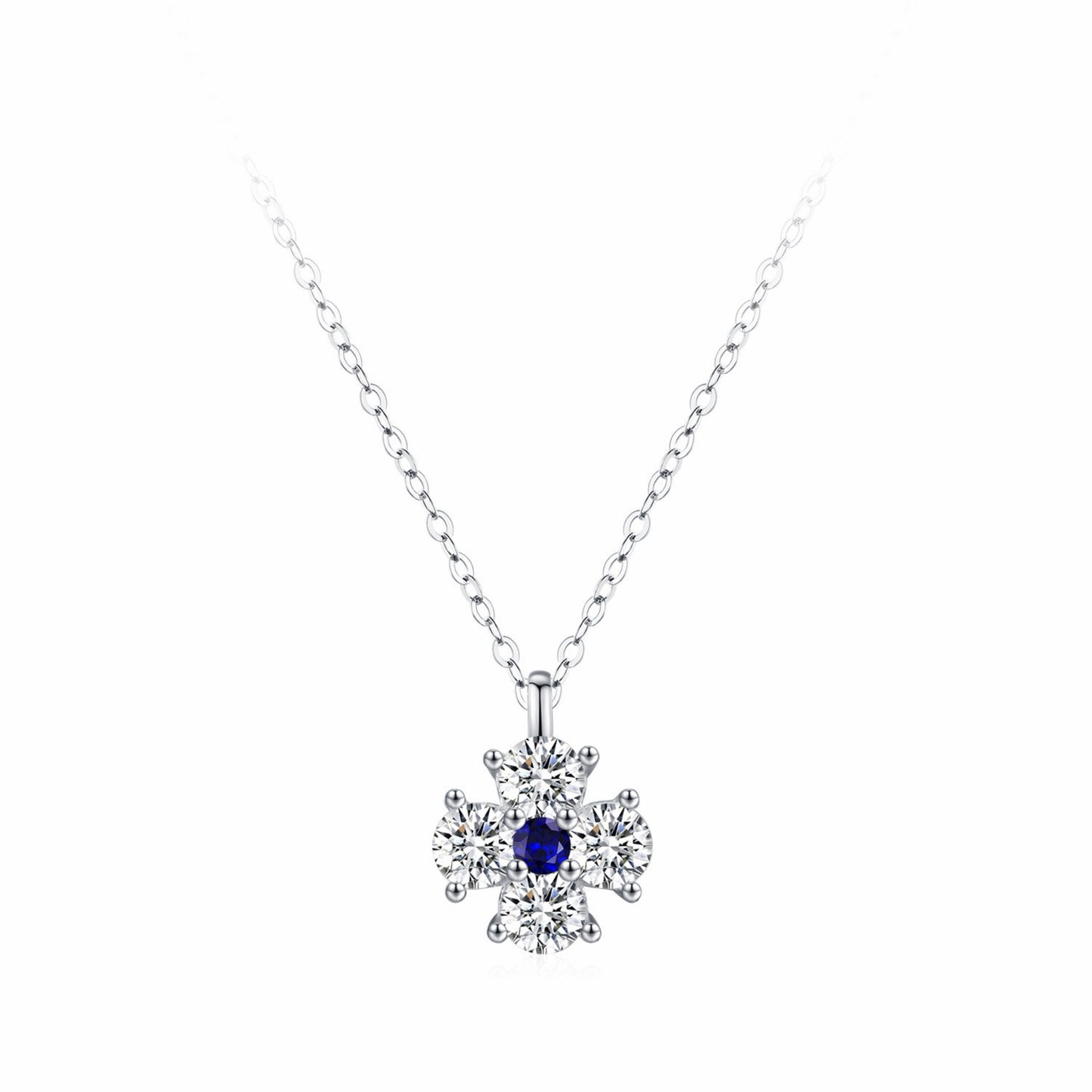 RareLucky Midnight Blue Blossom S925 Necklace & Stud Earrings Set