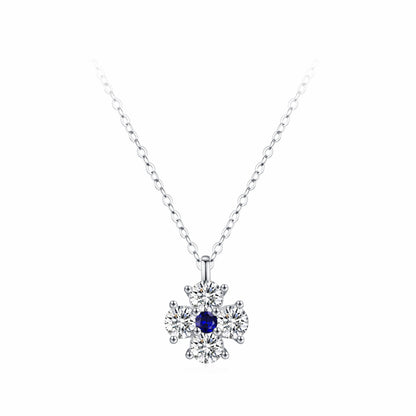 RareLucky Midnight Blue Blossom S925 Necklace & Stud Earrings Set