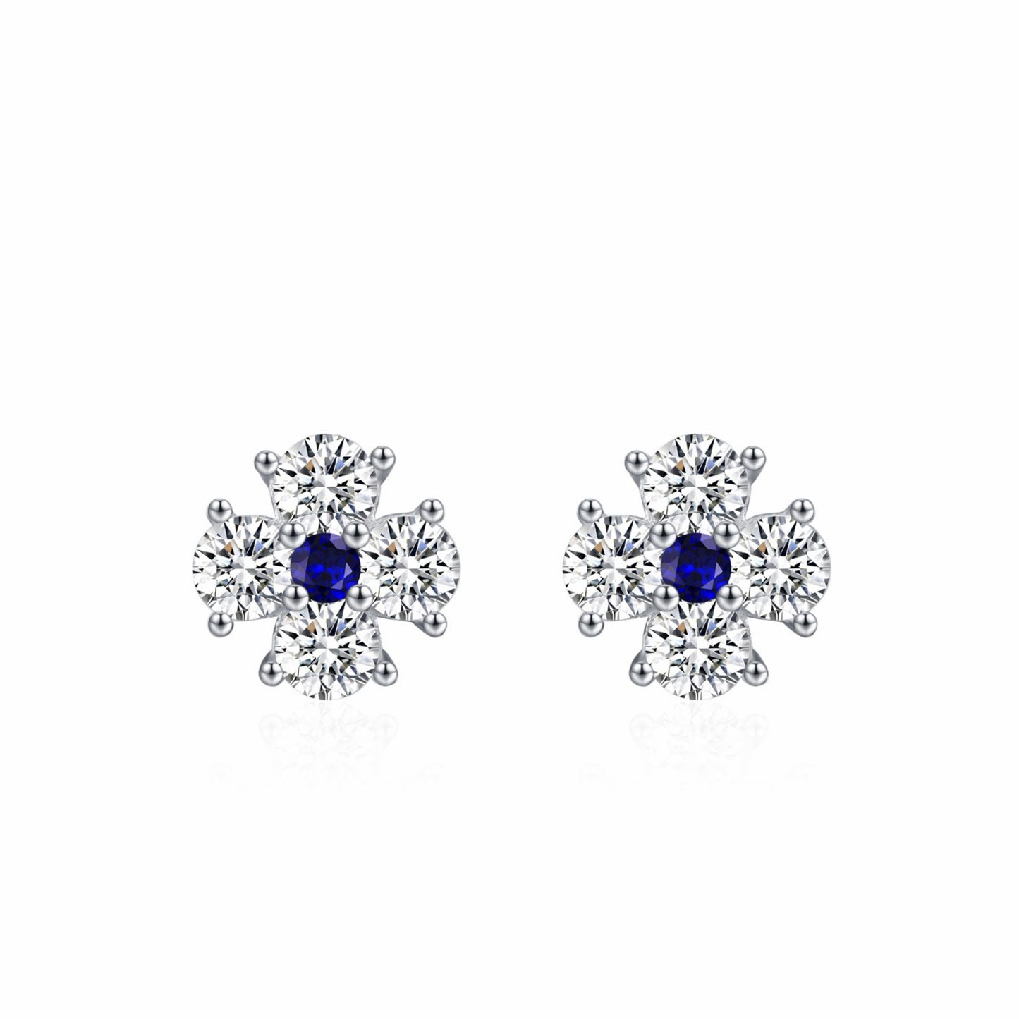 RareLucky Midnight Blue Blossom S925 Necklace & Stud Earrings Set