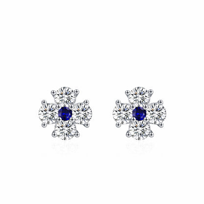 RareLucky Midnight Blue Blossom S925 Necklace & Stud Earrings Set