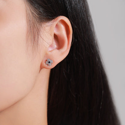RareLucky Midnight Blue Blossom S925 Necklace & Stud Earrings Set