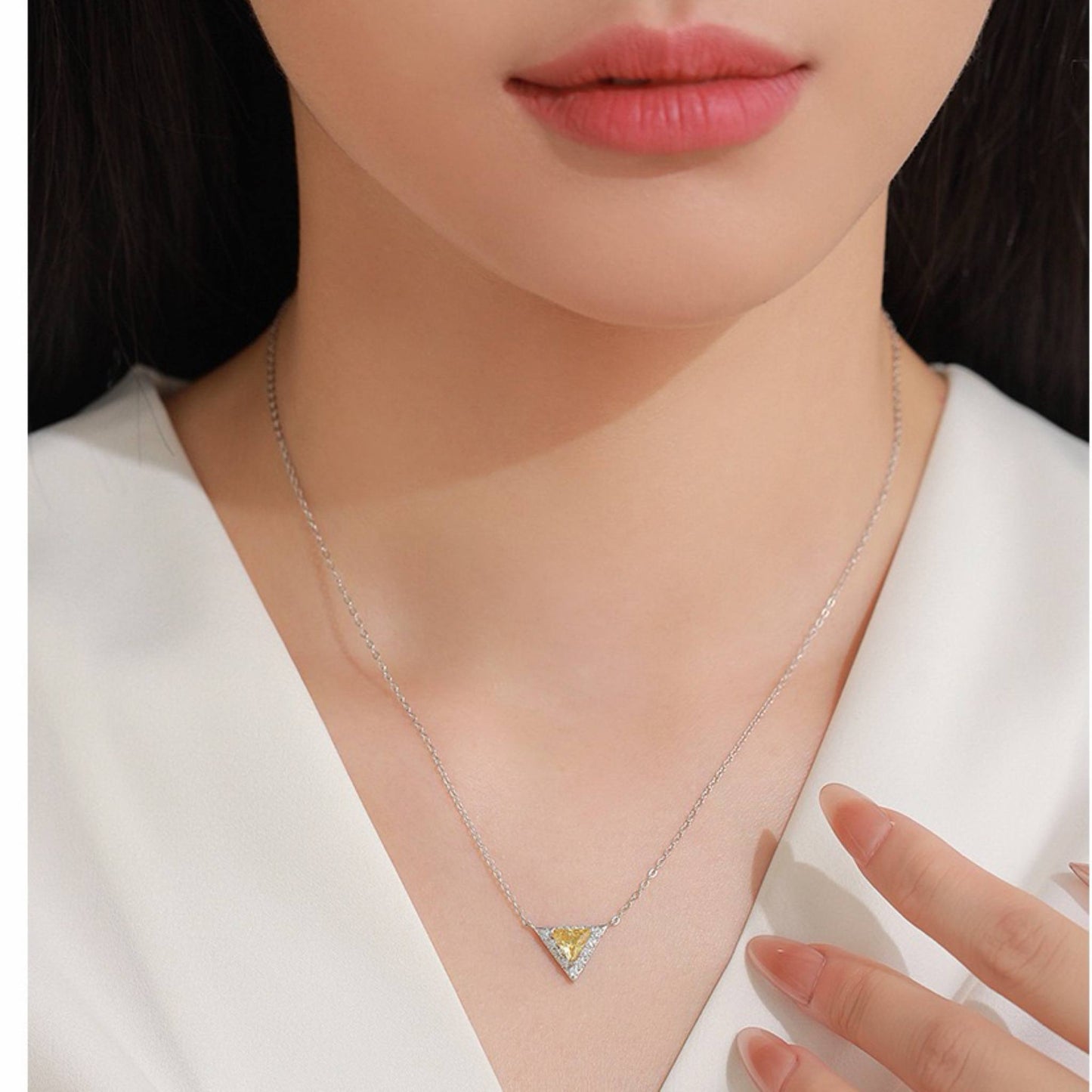 RareLucky Triangle Halo S925 Necklace & Stud Earrings Set