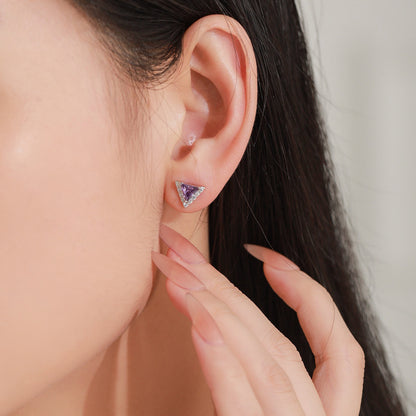 RareLucky Triangle Halo S925 Necklace & Stud Earrings Set