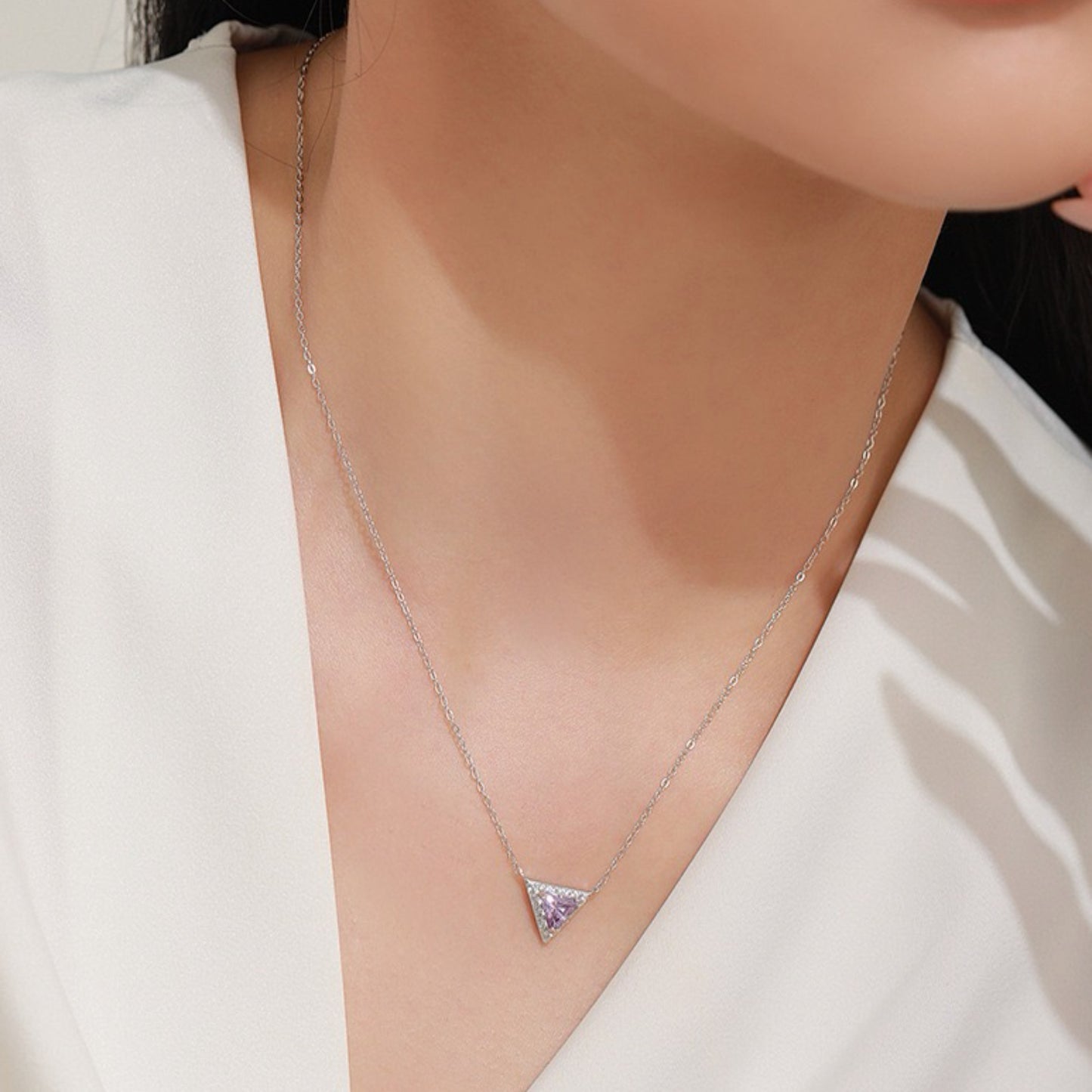 RareLucky Triangle Halo S925 Necklace & Stud Earrings Set