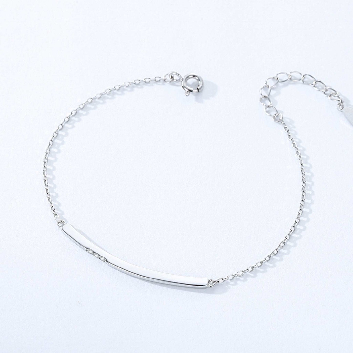 RareLucky Three-Stone Curved Bar S925 Bracelet