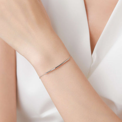 RareLucky Three-Stone Curved Bar S925 Bracelet