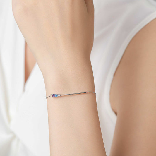 RareLucky Pastel Three-Stone Curved Bar S925 Bracelet