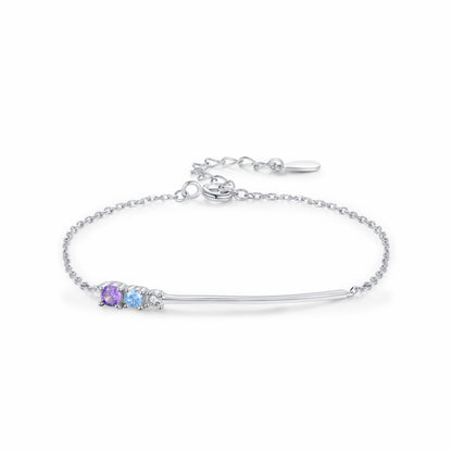 RareLucky Pastel Three-Stone Curved Bar S925 Bracelet