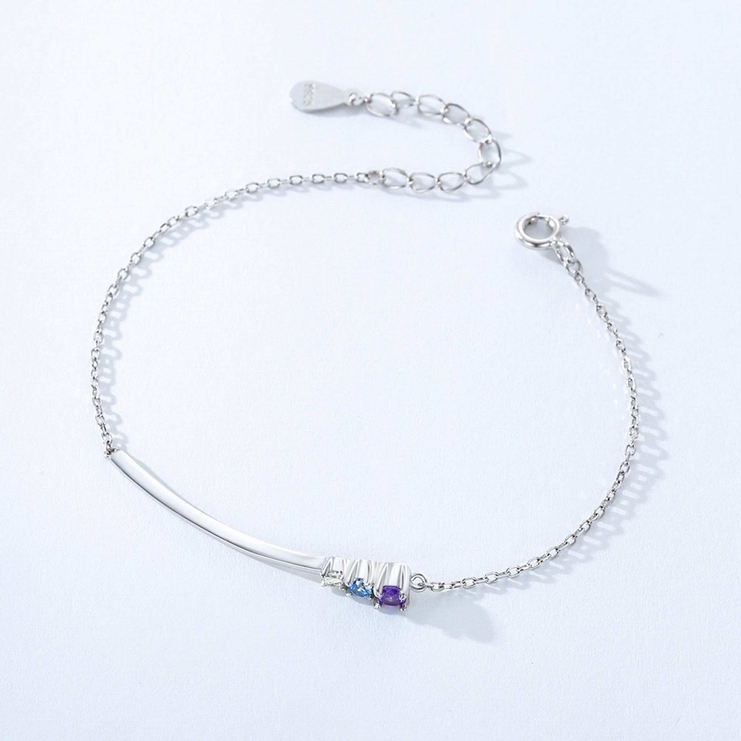 RareLucky Pastel Three-Stone Curved Bar S925 Bracelet
