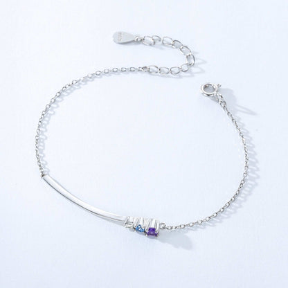 RareLucky Pastel Three-Stone Curved Bar S925 Bracelet