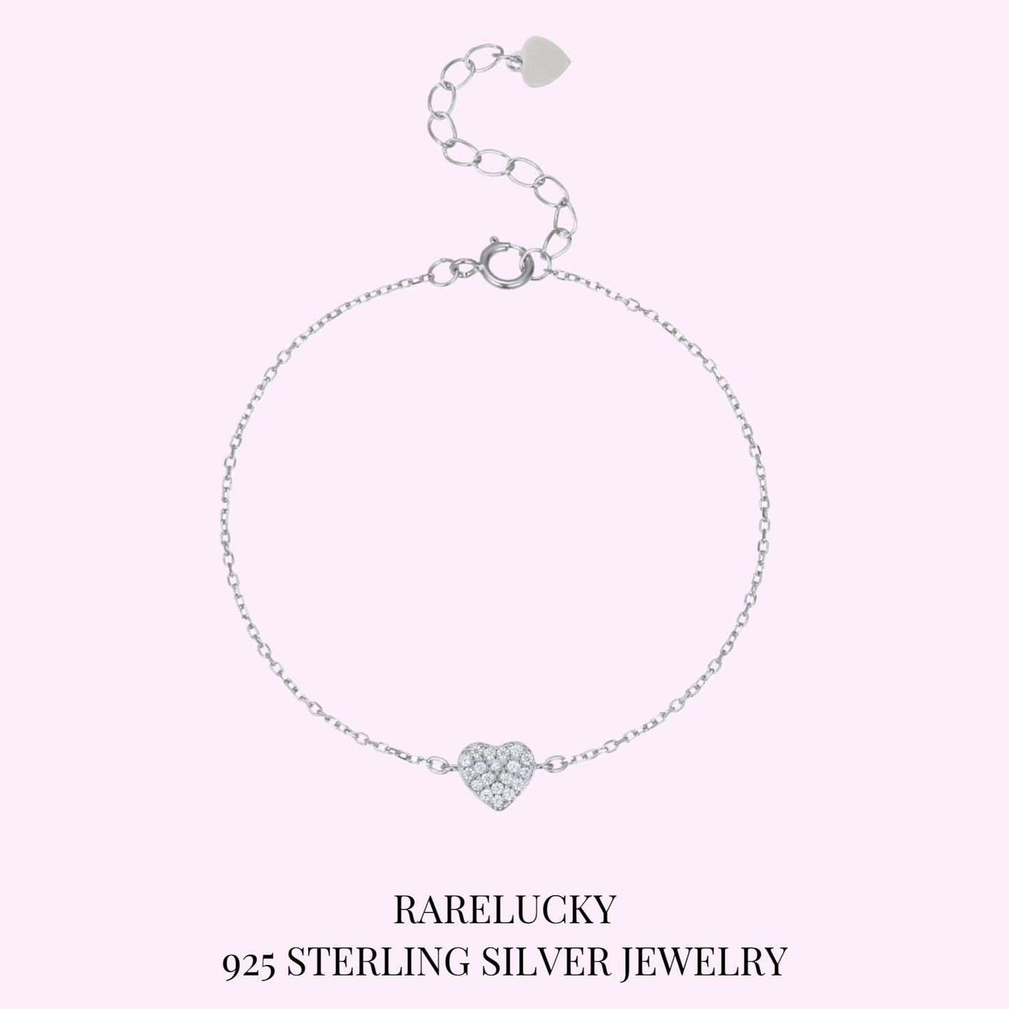 RareLucky Pave Heart S925 Bracelet