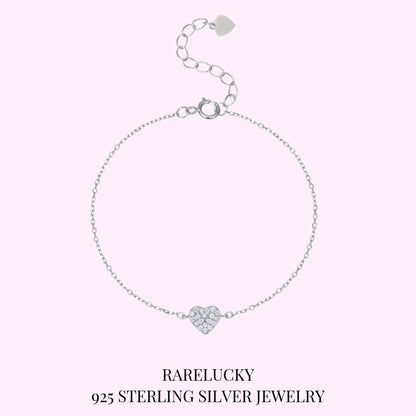 RareLucky Pave Heart S925 Bracelet