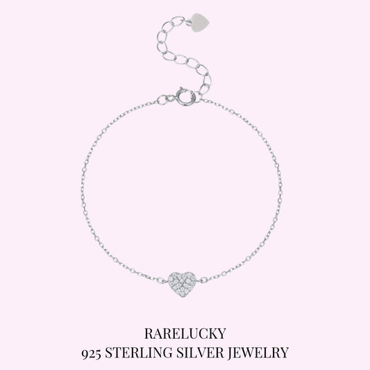 RareLucky Pave Heart S925 Bracelet