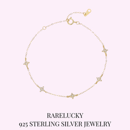 RareLucky Five Four-Point Stars S925 Bracelet