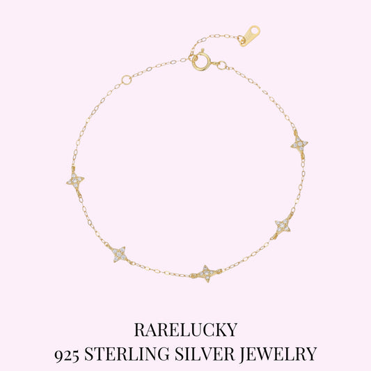 RareLucky Five Four-Point Stars S925 Bracelet