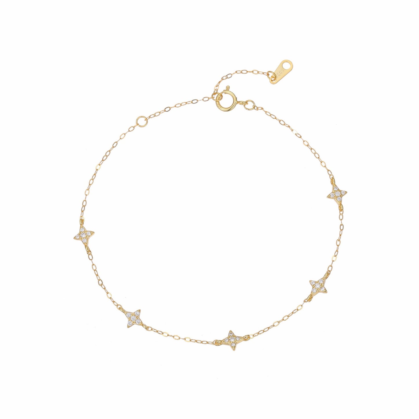 RareLucky Five Four-Point Stars S925 Bracelet