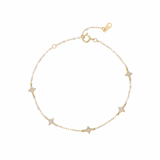 RareLucky Five Four-Point Stars S925 Bracelet