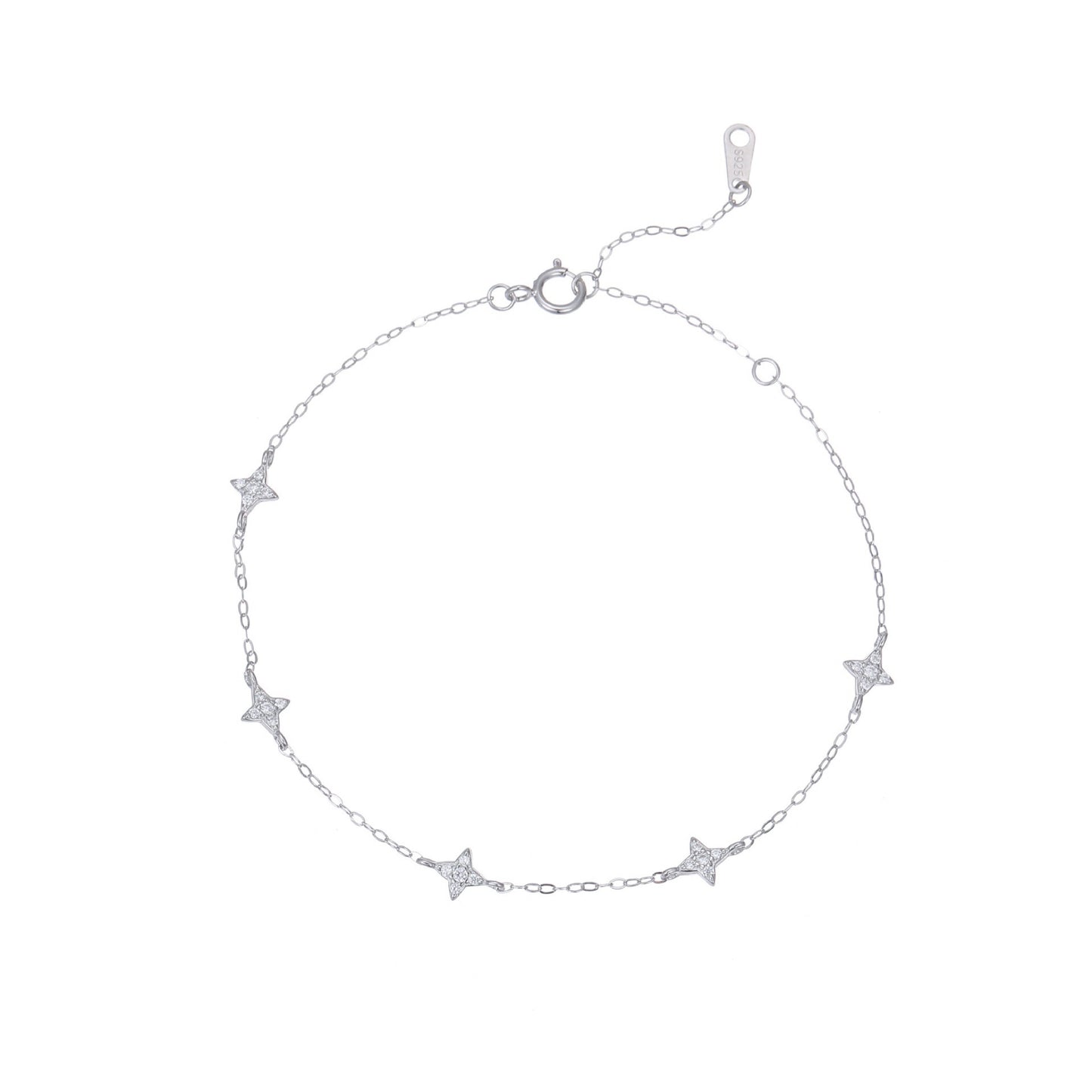 RareLucky Five Four-Point Stars S925 Bracelet