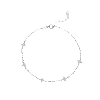 RareLucky Five Four-Point Stars S925 Bracelet