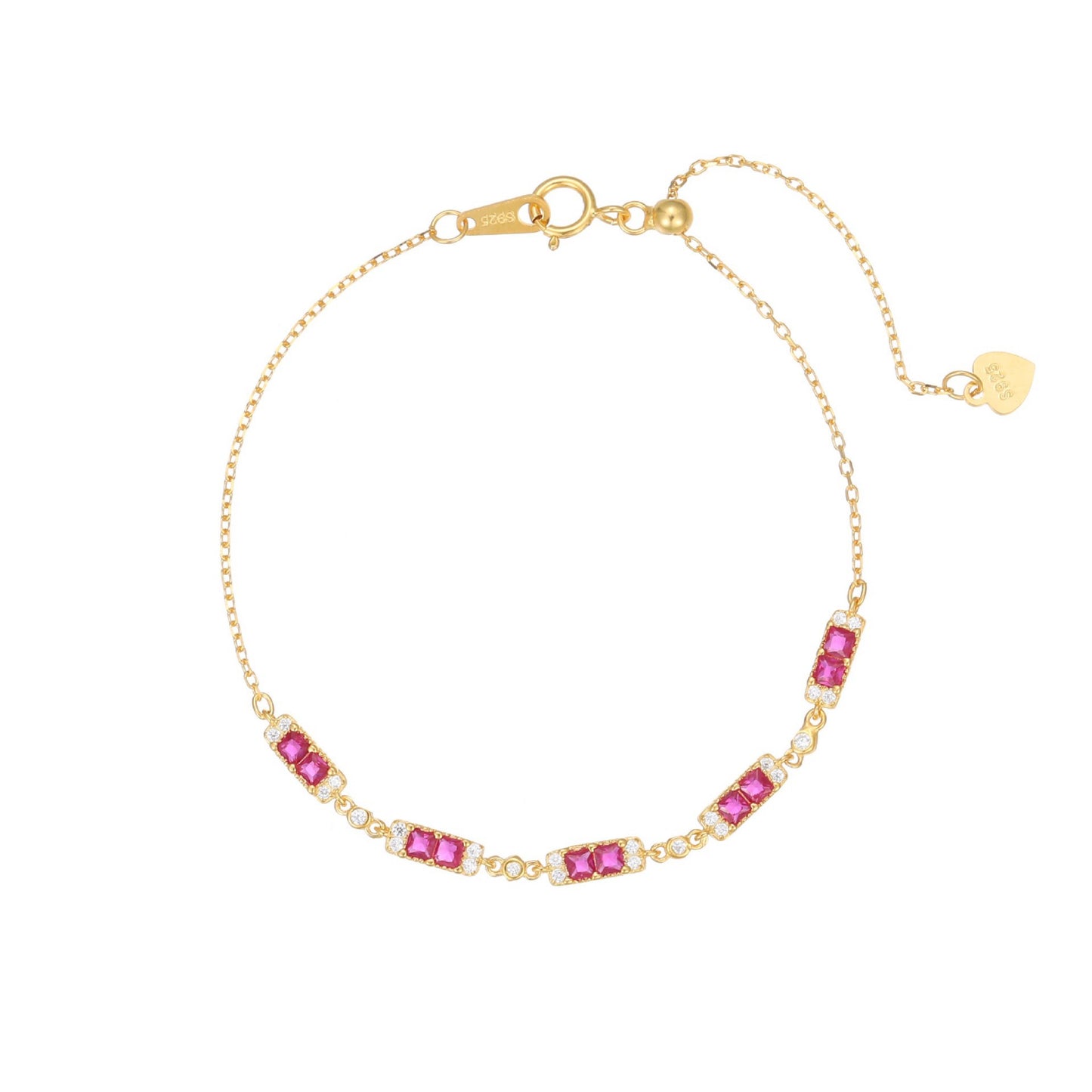 RareLucky Magenta Rectangle Station S925 Bracelet