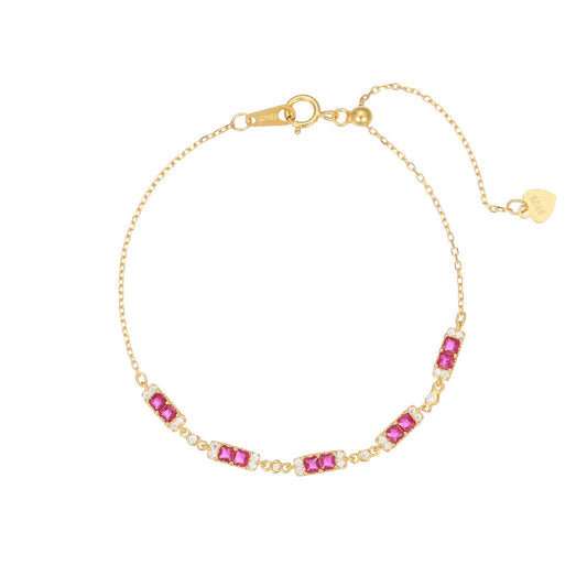 RareLucky Magenta Rectangle Station S925 Bracelet