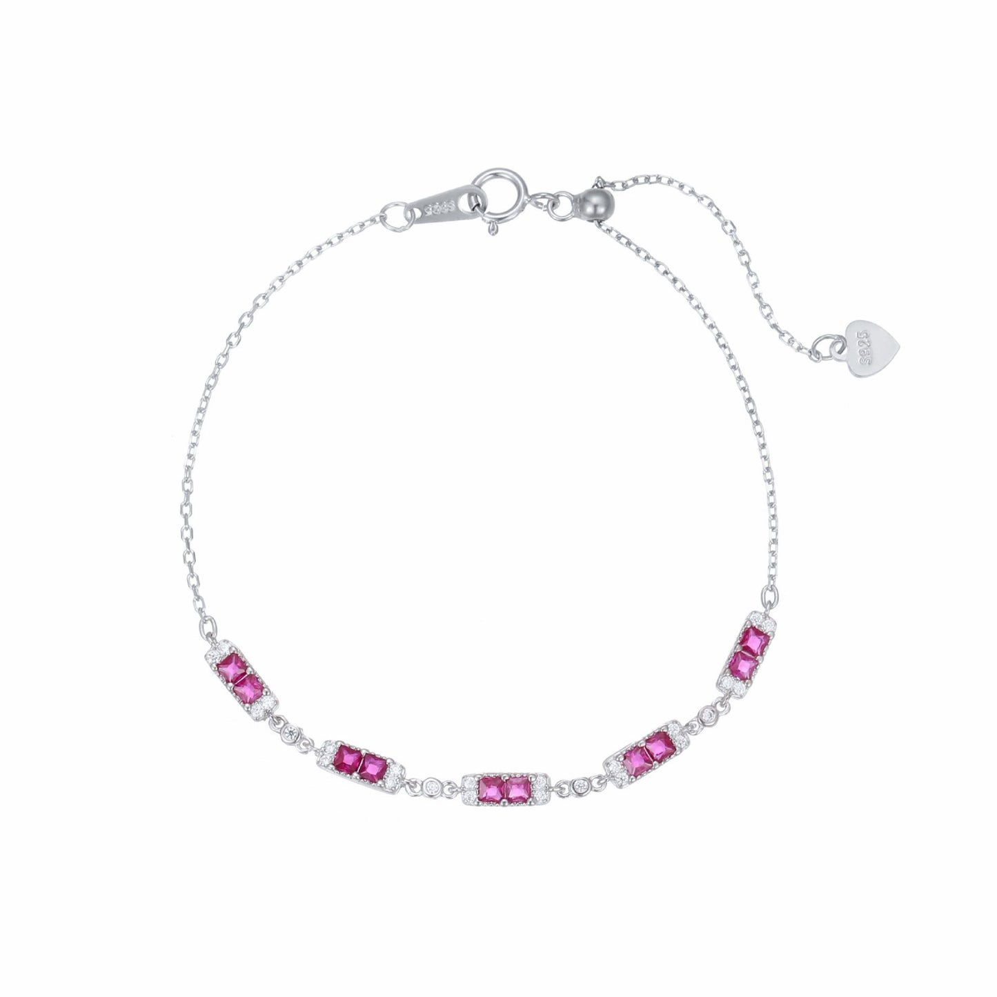 RareLucky Magenta Rectangle Station S925 Bracelet