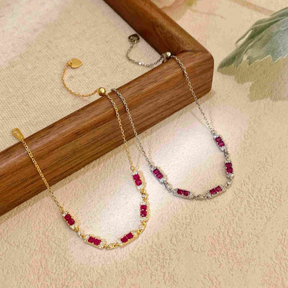 RareLucky Magenta Rectangle Station S925 Bracelet