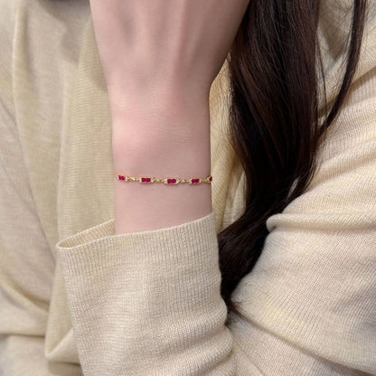 RareLucky Magenta Rectangle Station S925 Bracelet