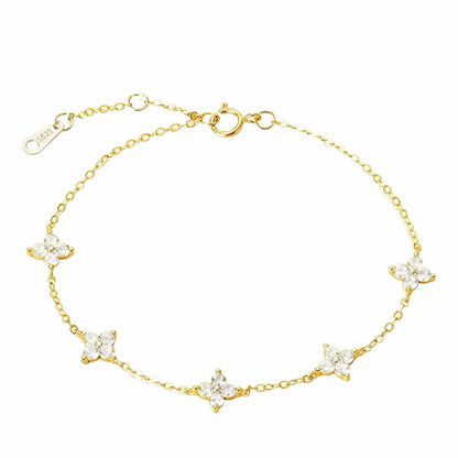 RareLucky Five Four-Leaf Clovers S925 Bracelet