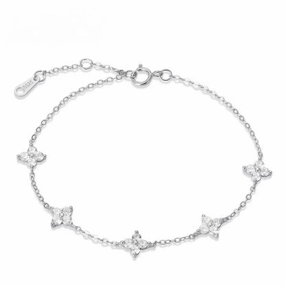 RareLucky Five Four-Leaf Clovers S925 Bracelet