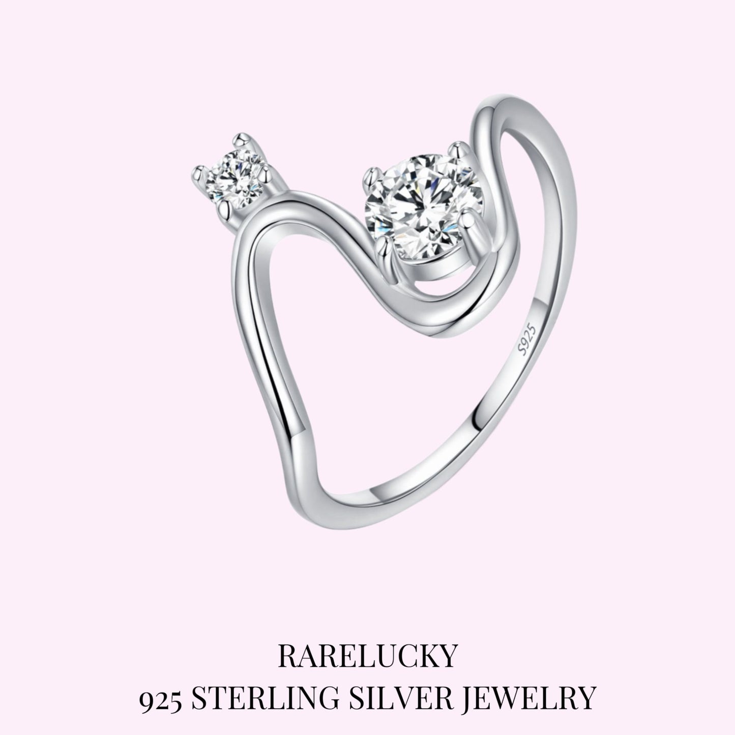 RareLucky Twin Zircon Wave S925 Ring