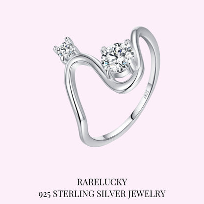 RareLucky Twin Zircon Wave S925 Ring