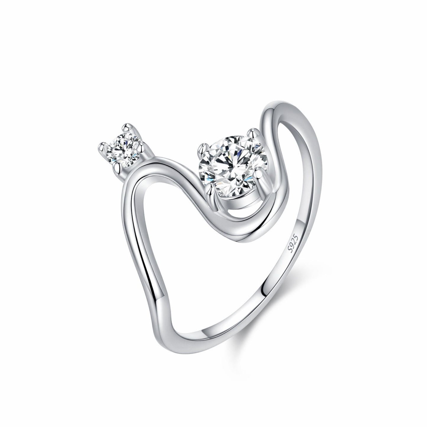 RareLucky Twin Zircon Wave S925 Ring
