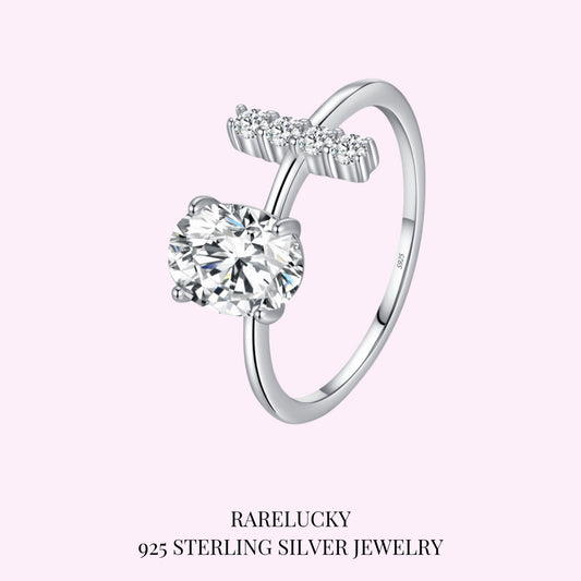 RareLucky Asymmetric Oval Zircon Bypass S925 Ring
