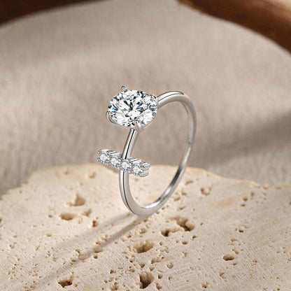 RareLucky Asymmetric Oval Zircon Bypass S925 Ring