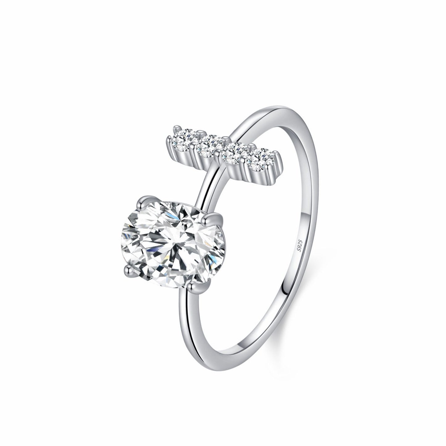RareLucky Asymmetric Oval Zircon Bypass S925 Ring