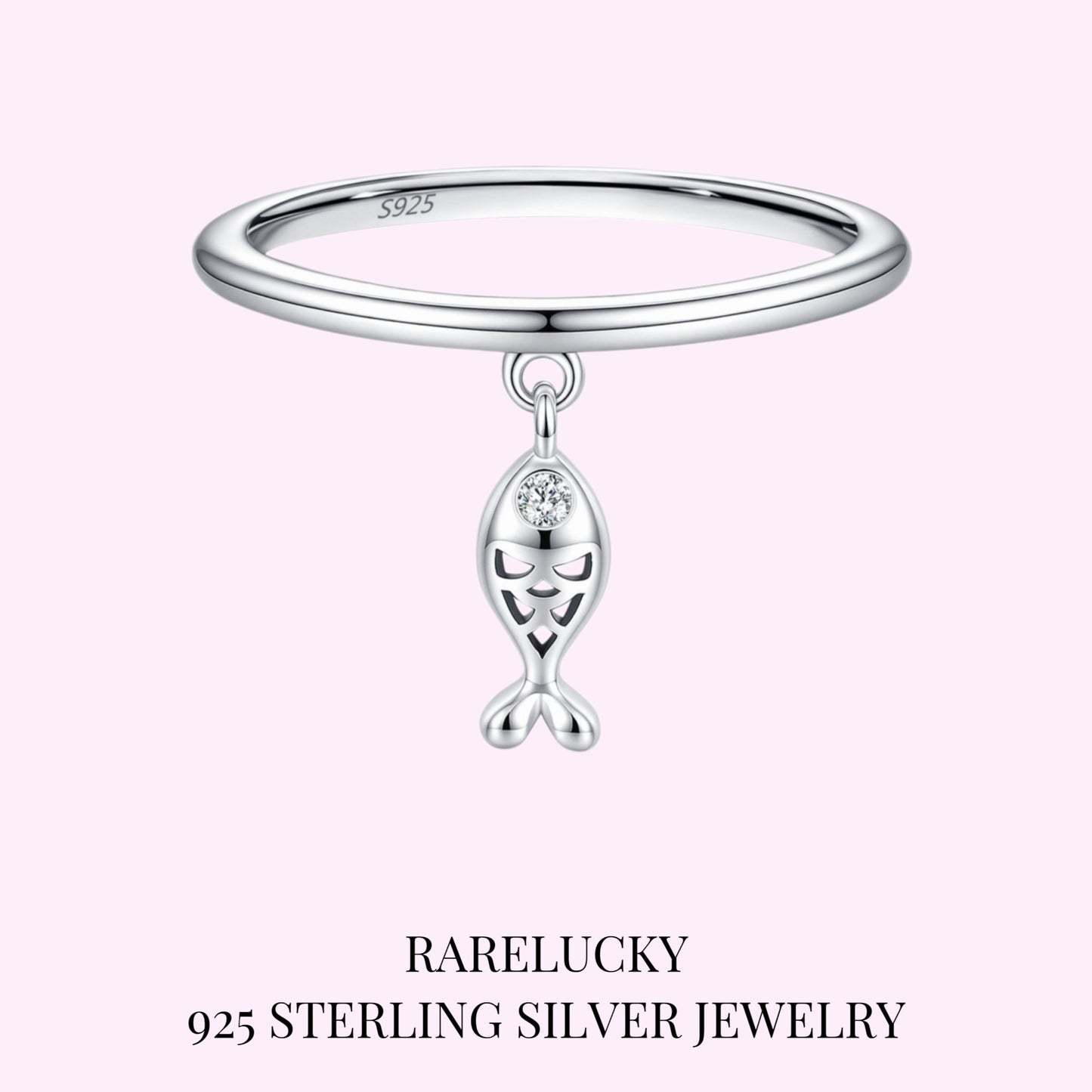 RareLucky Mini Fish Charm S925 Ring
