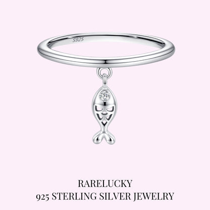 RareLucky Mini Fish Charm S925 Ring