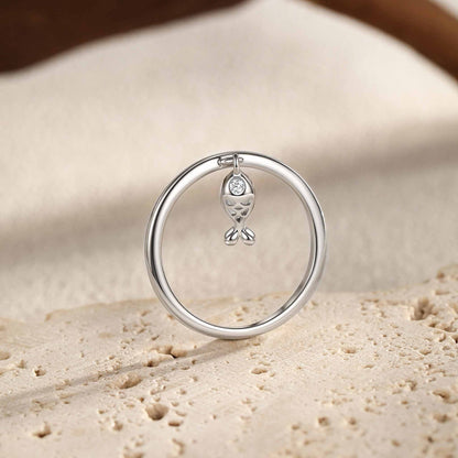 RareLucky Mini Fish Charm S925 Ring