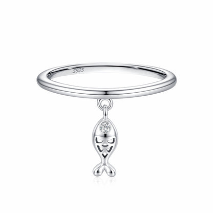RareLucky Mini Fish Charm S925 Ring
