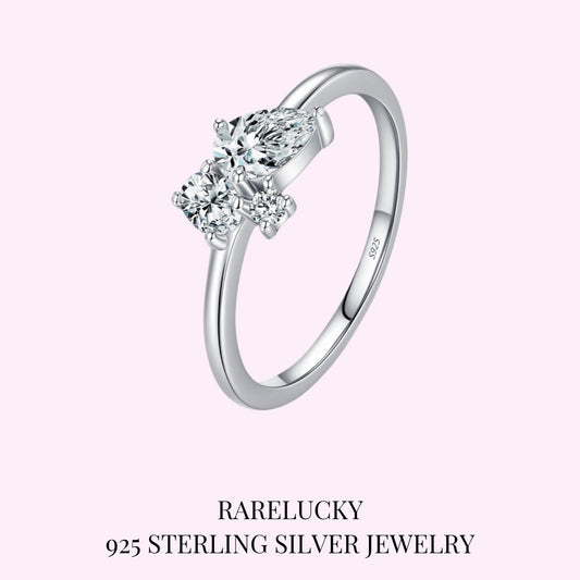 RareLucky Marquise Three-Stone Cluster S925 Ring