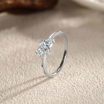 RareLucky Marquise Three-Stone Cluster S925 Ring