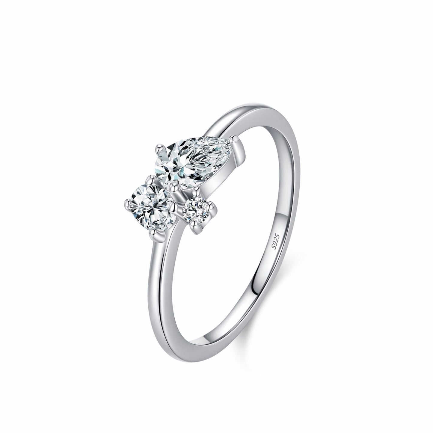 RareLucky Marquise Three-Stone Cluster S925 Ring
